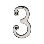 M Marcus Heritage Brass Numeral 3 - Face Fix 76mm Traditional font